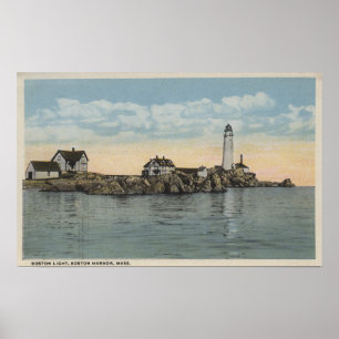 Boston, MABoston Lighthouse at Boston Harbor Poster