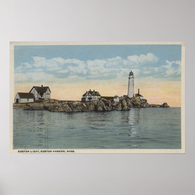 Boston, MABoston Lighthouse at Boston Harbor Poster (Front)