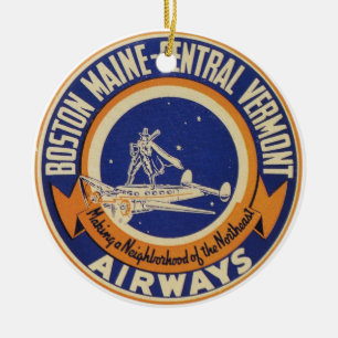Boston Maine-Central Vermont Airways Logo Ceramic Ornament