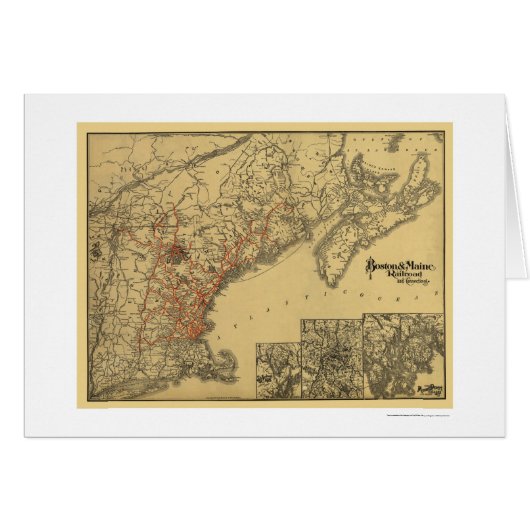 Boston & Maine Railroad Map 1898 Cards (Front Horizontal)