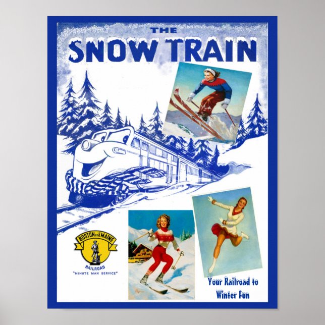 Boston & Maine Railroad Snow Train Travel Poster (Front)