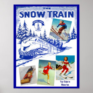 Boston & Maine Railroad Snow Train Travel Poster