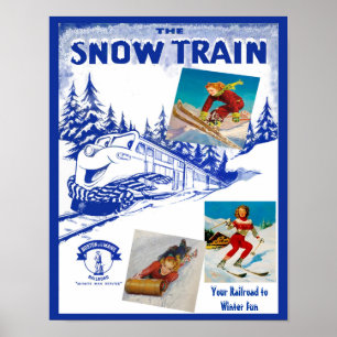 Boston & Maine Railroad Snow Train Travel Poster