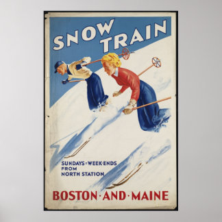 Boston Maine Vintage Travel Poster Ad Retro Prints