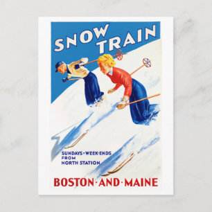 Boston Maine Vintage Travel Poster Restored Postcard