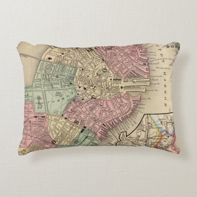 Boston Map by Mitchell Decorative Pillow (Front)
