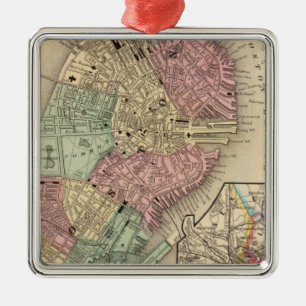 Boston Map by Mitchell Metal Ornament