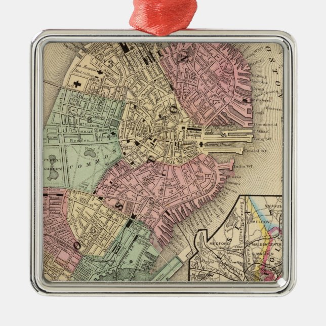 Boston Map by Mitchell Metal Ornament (Front)