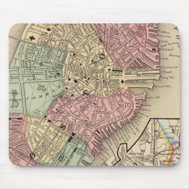 Boston Map by Mitchell Mouse Pad (Front)