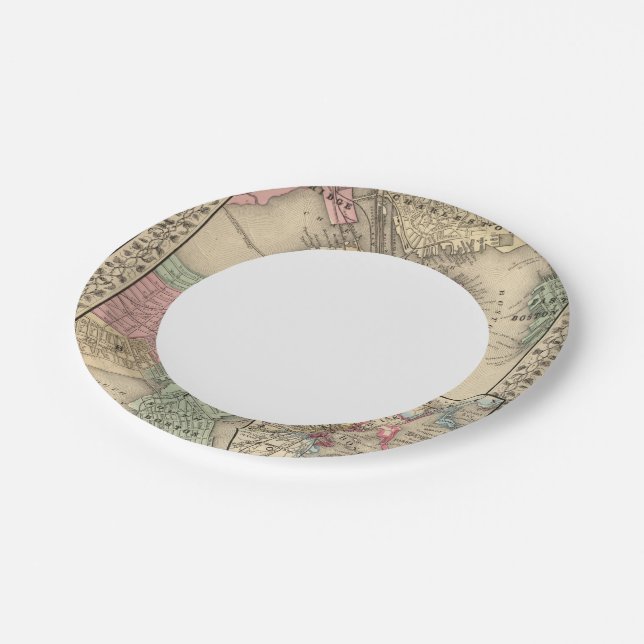 Boston Map by Mitchell Paper Plates (Angled)