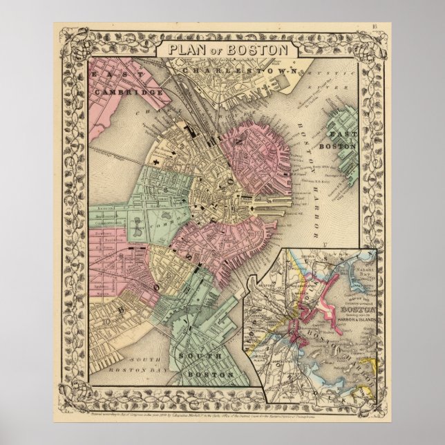 Boston Map by Mitchell Poster (Front)