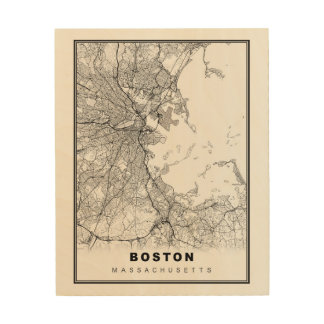 Boston Map Wood Wall Art