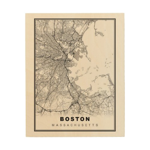 Boston Map Wood Wall Art
