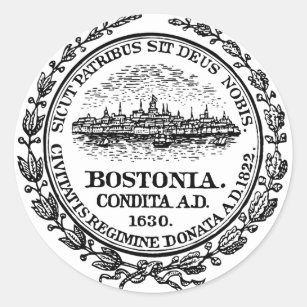 Boston Massachetts City Seal Round Sticker