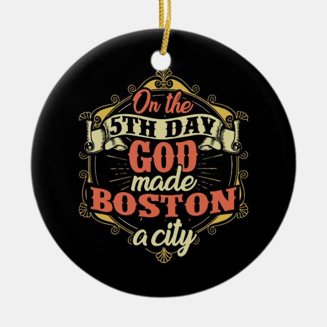 Boston Massachusetts Ceramic Ornament (Front)