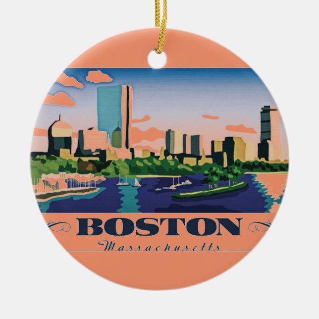 Boston, Massachusetts Ceramic Ornament (Front)