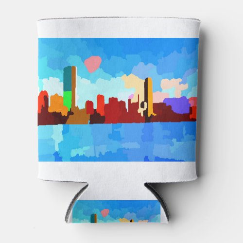 Boston Massachusetts Charles River Skyline Can Cooler
