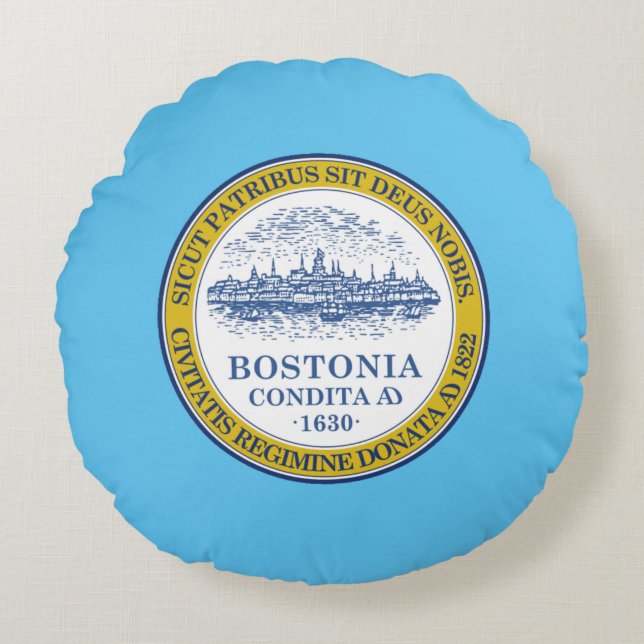 Boston (Massachusetts) City flag Round Pillow (Front)
