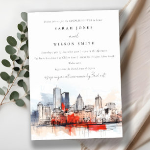 Boston Massachusetts City Scape Couples Shower Invitation