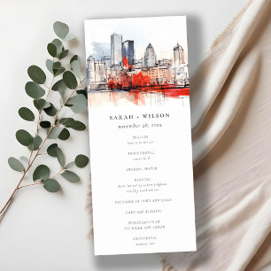 Boston Massachusetts City Scape Wedding Program