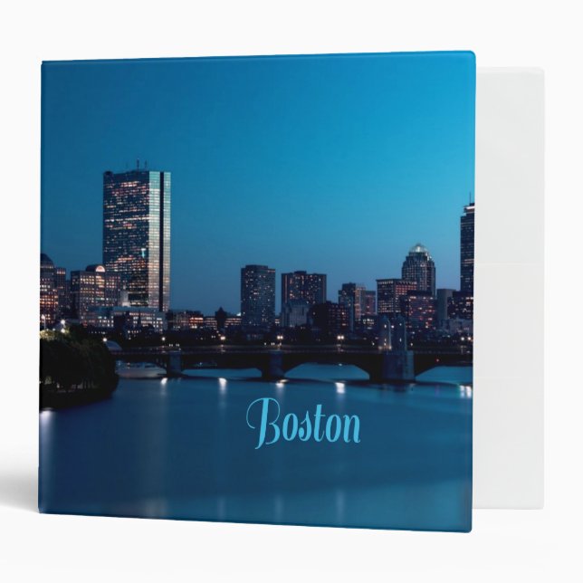 Boston Massachusetts City Skyline 3 Ring Binder (Front/Inside)