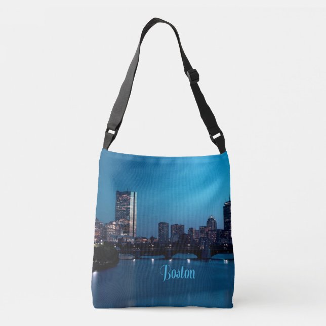 Boston Massachusetts City Skyline Crossbody Bag (Back)