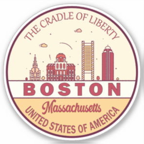 Boston Massachusetts City Skyline Emblem Sticker