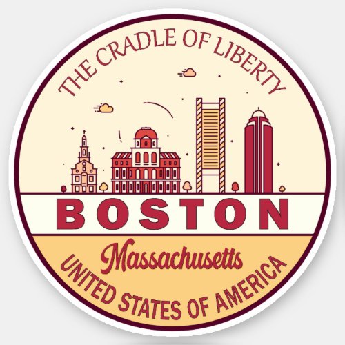 Boston Massachusetts City Skyline Emblem Sticker