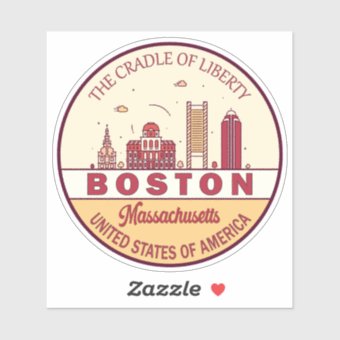 Boston Massachusetts City Skyline Emblem Sticker | Zazzle