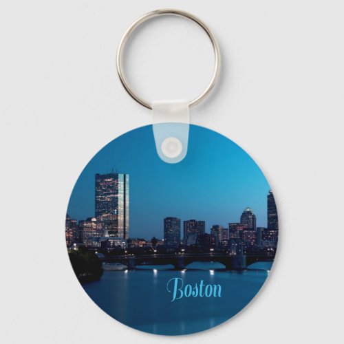 Boston Massachusetts City Skyline Keychain