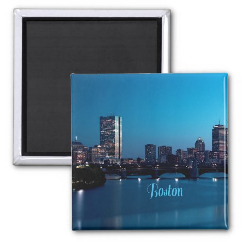 Boston Massachusetts City Skyline Magnet