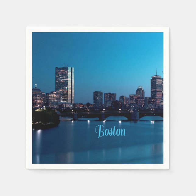 Boston Massachusetts City Skyline Napkins (Front)