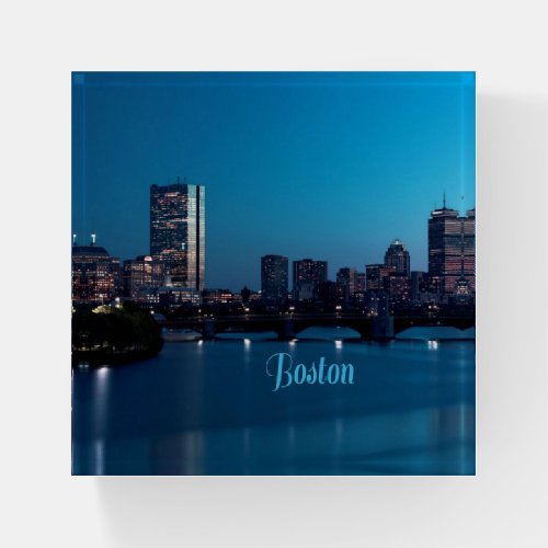 Boston Massachusetts City Skyline Paperweight