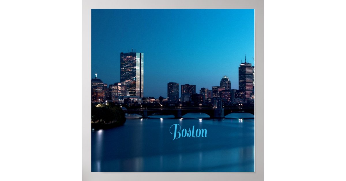 Boston Massachusetts City Skyline Poster Zazzle Com