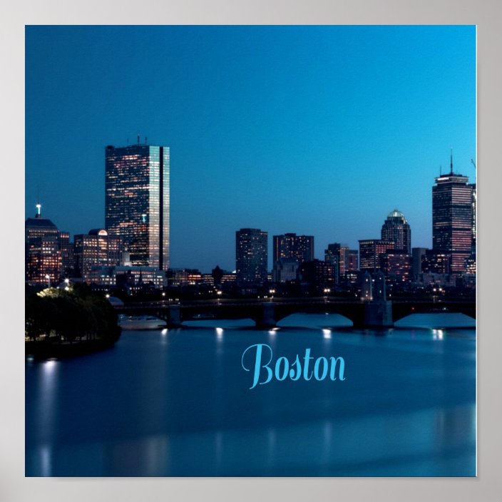 Boston Massachusetts City Skyline Poster Zazzle Com