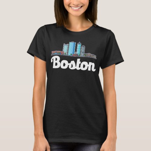 Boston Massachusetts City Skyline T_Shirt