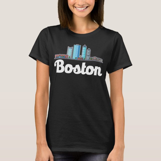 Boston Massachusetts City Skyline T-Shirt (Front)