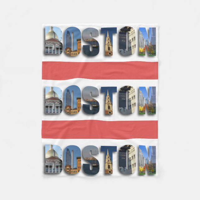 Boston Massachusetts City Skyline Travel Photos Fleece Blanket (Front)