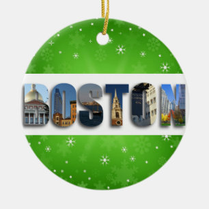 Boston Massachusetts City Travel Photos Christmas Ceramic Ornament