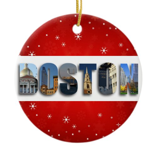 Boston Massachusetts City Travel Photos Christmas Ceramic Ornament