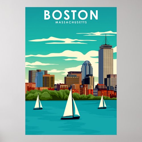 Boston Massachusetts City Travel Poster