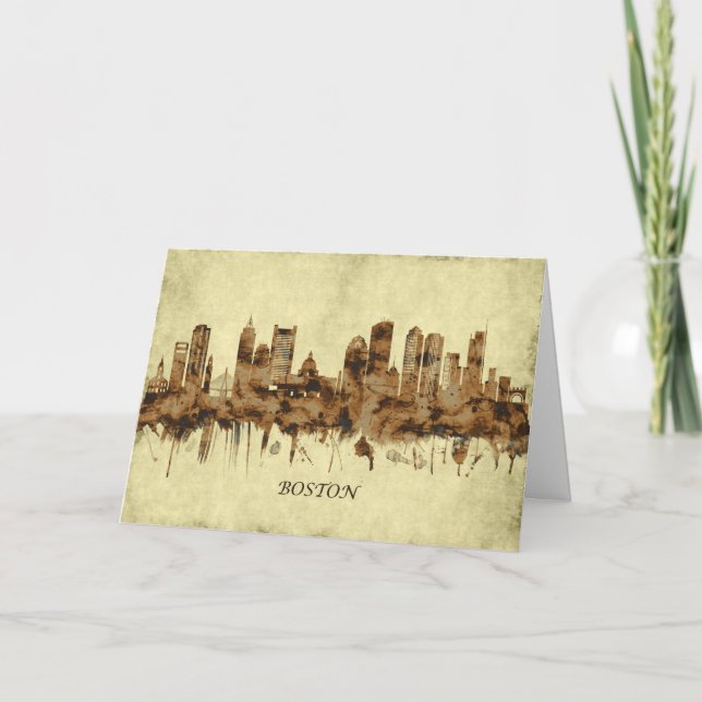 Boston Massachusetts Cityscape Holiday Card (Front)