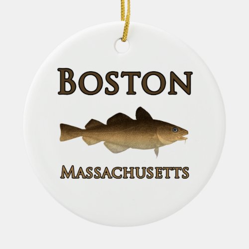 Boston Massachusetts Cod Logo Ceramic Ornament