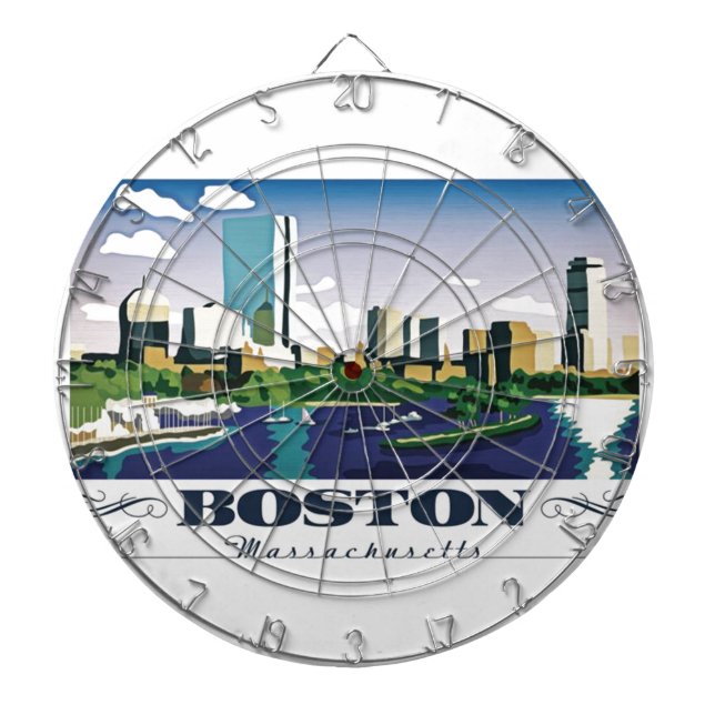 Boston, Massachusetts Dartboard With Darts (Front)