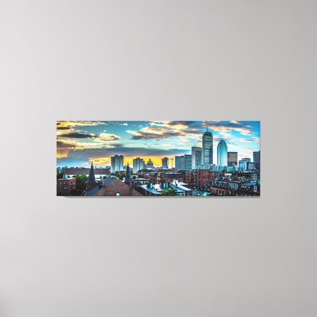 Boston Massachusetts Downtown Skyline Panoramic Canvas Print (Front)