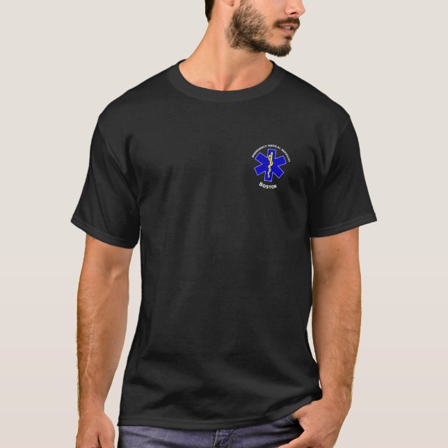 Boston Massachusetts EMS Paramedic EMT Uniform T-Shirt (Front)