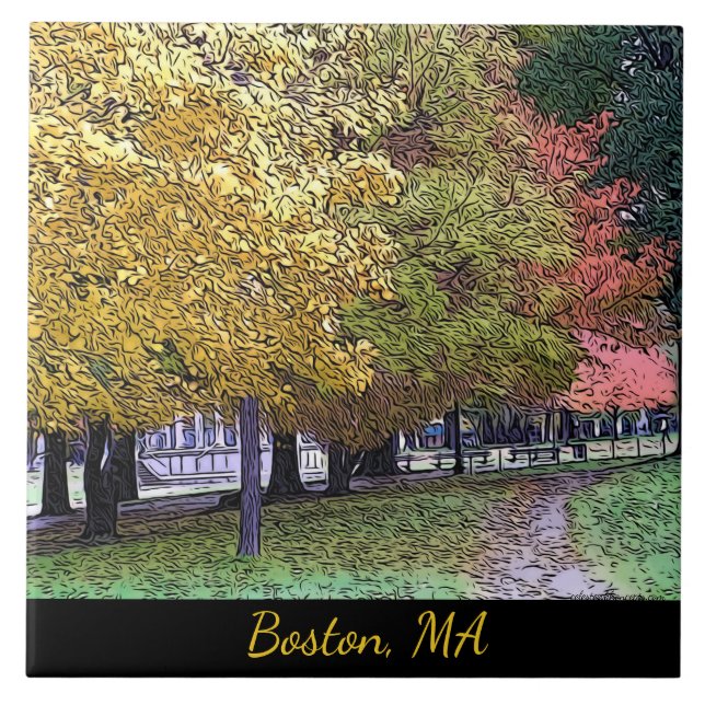 Boston, Massachusetts Fall Foliage Ceramic Tile (Front)