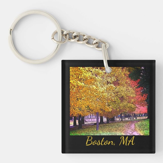 Boston, Massachusetts Fall Foliage  Keychain (Front)