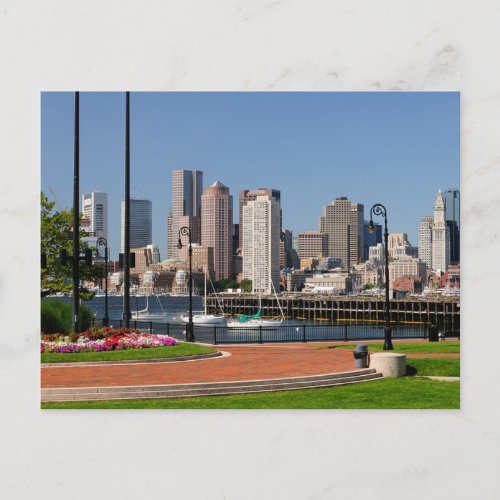 Boston Massachusetts Harbor  Skyline  Postcard