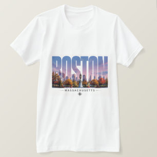 Boston Massachusetts Harbor Skyline Travel Scene T-Shirt